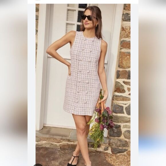 Pomander Place Bianca Pink Tweed Sleeveless Dress Size XS Classic - Picture 1 of 10